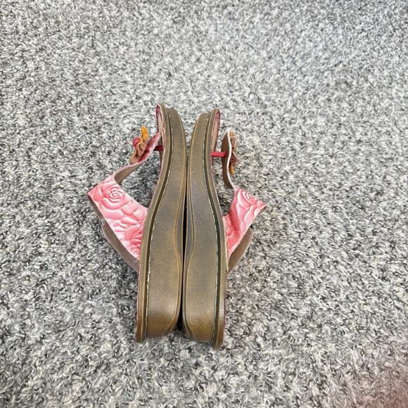 Lartiste Aldora Sandals Pink Leather Floral Colorful Thongs Slip On 30 US 8.5 - Picture 7 of 10